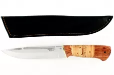 Нож Скорпион-4 сталь 110х18 бубинга и береста (взрезка)