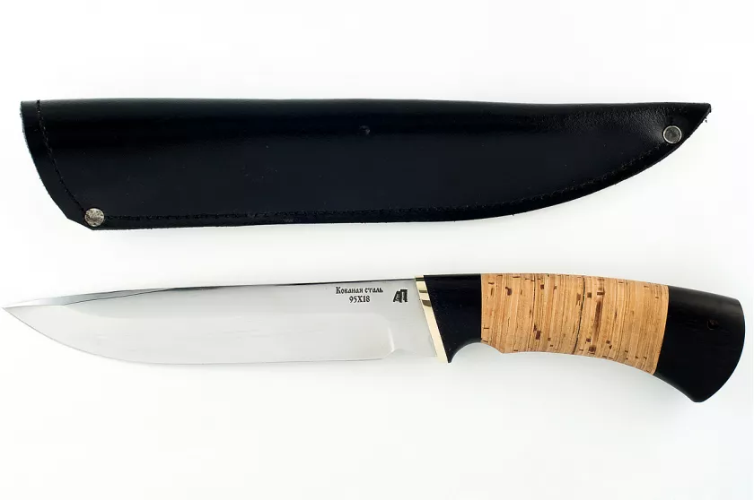 Нож Скорпион-4 кованая сталь 95х18 граб и береста