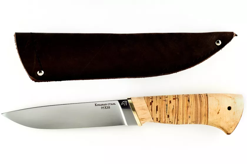 Нож Варан-5 кованая сталь 95х18 карельская берёза и береста