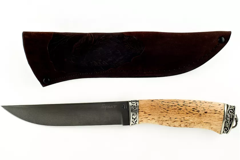 Нож Волк-9 сталь литой булат карельская берёза
