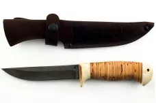 Нож Хорёк-6 сталь литой булат береста и лосиный рог