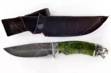 Нож Барсук-1 сталь литой булат карельская берёза (зелёный)