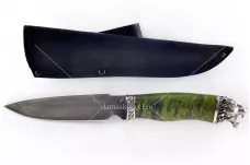 Нож Медведь-2 сталь литой булат карельская берёза (зелёный)