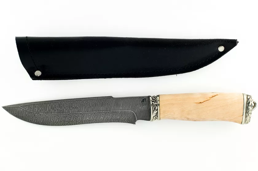 Нож Бизон-5 сталь дамаск карельская берёза