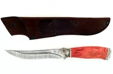 Нож Акула-8 сталь дамаск карельская берёза (долы)