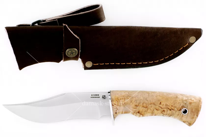 Нож Кабан(n) кованая сталь х12мф карельская берёза