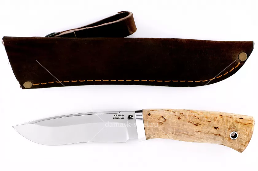 Нож Барс(n) кованая сталь х12мф карельская берёза