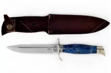 Нож финка НКВД-2 кованая сталь х12мф карельская берёза (синий)