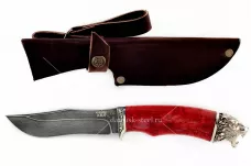 Нож Бизон(n)-5 кованая сталь XB-5 Алмазка карельская берёза (красный)