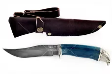 Нож Старатель(n)-2 кованая сталь XB-5 Алмазка карельская берёза (синий)