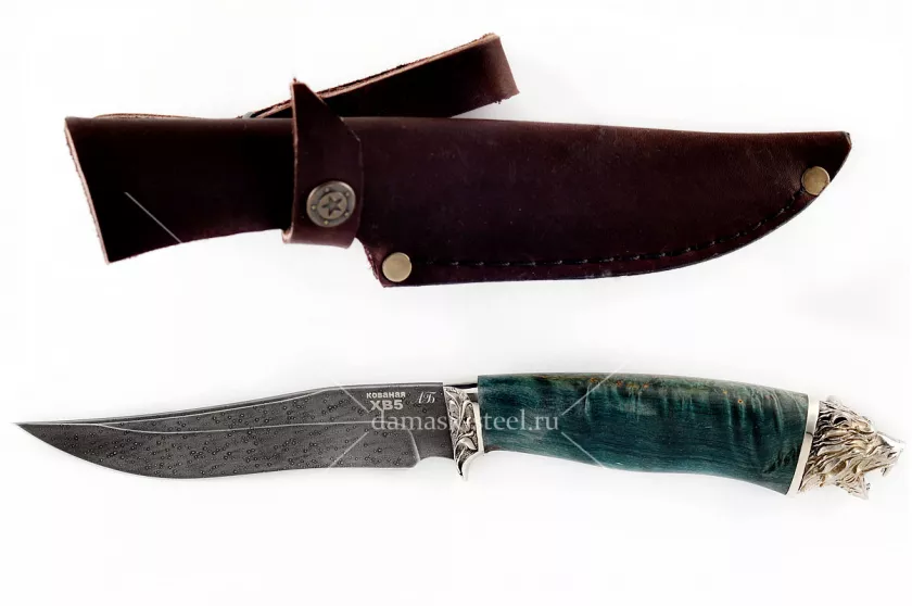 Нож Мангуст(n)-2 кованая сталь XB-5 Алмазка карельская берёза (зеленый)